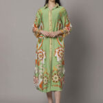 Vibrant Green Abstract Midi Dress