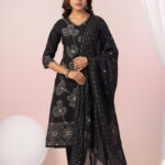 Elegant Black Embroidered Kurta Set with Dupatta