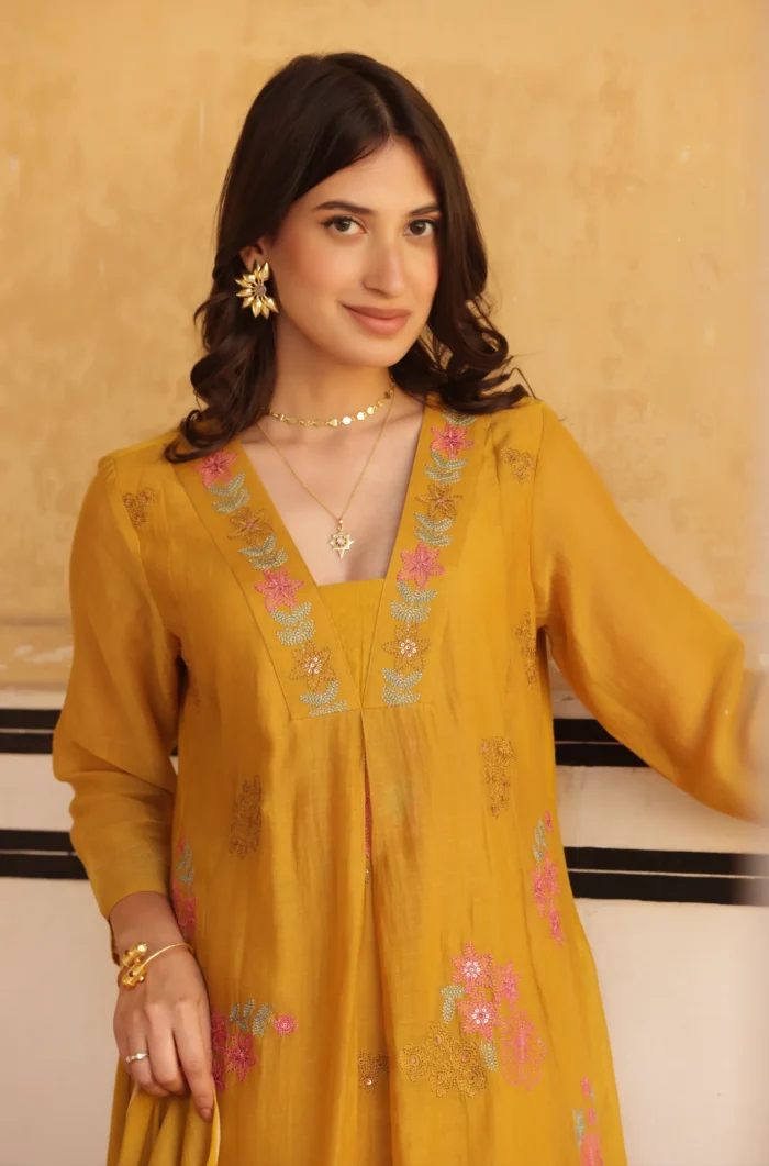 Blossom yellow Chanderi Suit set - Image 4