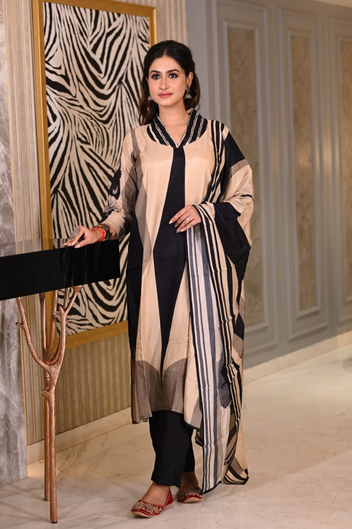 Peach Art Silk Straight Suit Set - Image 7