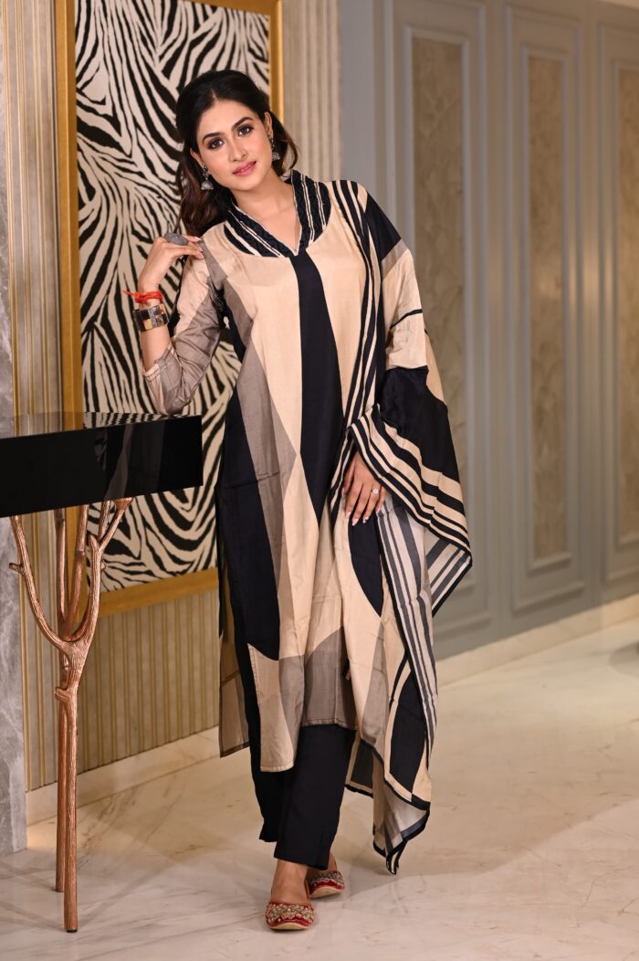 Peach Art Silk Straight Suit Set - Image 6