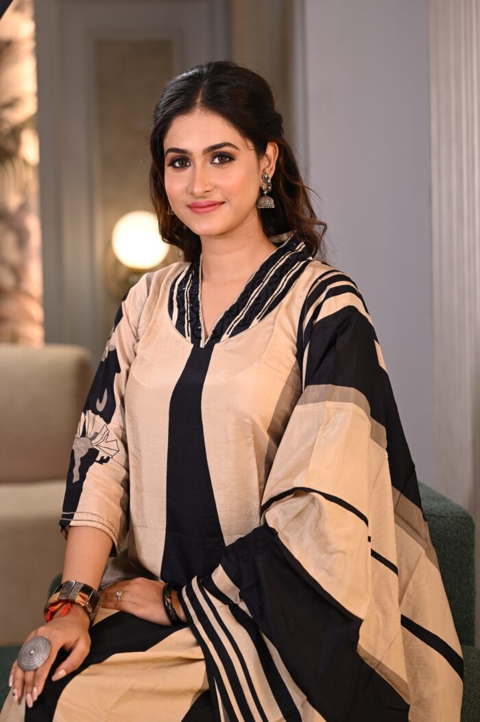Peach Art Silk Straight Suit Set - Image 2