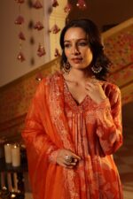 Orange Floral Embroidered Ethnic Set - Image 5
