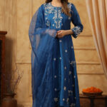 Elegant Blue Embroidered Anarkali Suit