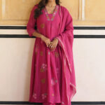 Rosewood Pink Chanderi Suit Set