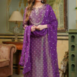 Plum Shimmer Bandhej Suit Set