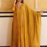 Blossom yellow Chanderi Suit set