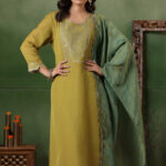 Olive Green Shimmer Suit Set