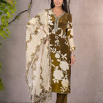 Elegant Olive Green Floral Kurta Set