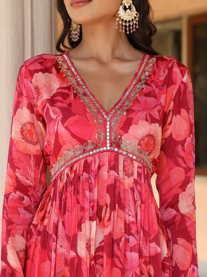 Shades Of Pink Chinnon Kurta Set - Image 6
