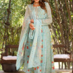 Saxe Blue Anarkali Suit Set