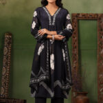Black Muslin A-Line Suit Set