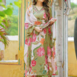 Mehendi green Mulmul Kurta Set