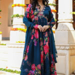 Blue anarkali set