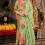 Green Printed Suit Set