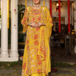 Yellow Printed straight Suit Set