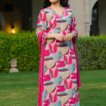 Bright Pink Printed Suit Set