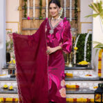 Maroon Printed Suit Set