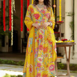 Amber yellow printed suit set